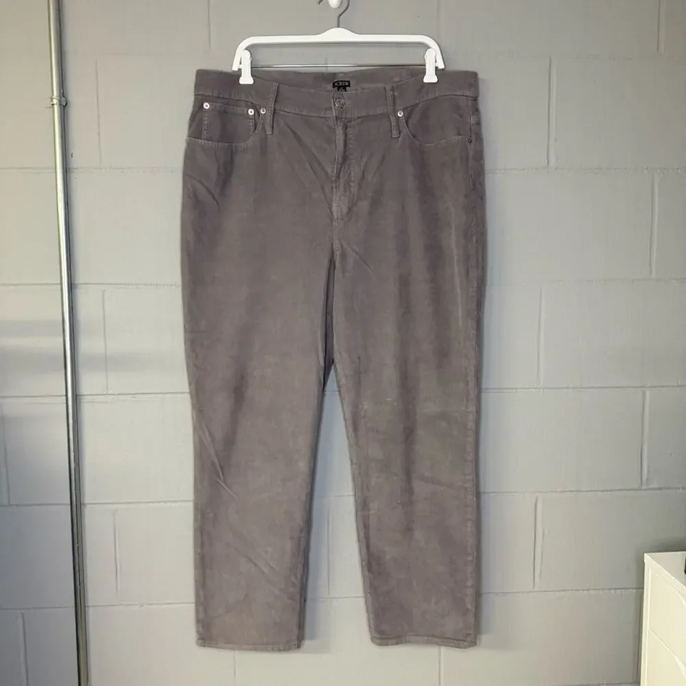 J. Crew 2023 Straight Leg Grey Corduroy Pants Women’s Plus Size 35 Cotton Blend